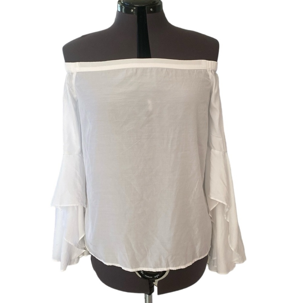 Express White strapless long sleeve blouse Size M Indonesia Exotic Sleeves 01/18